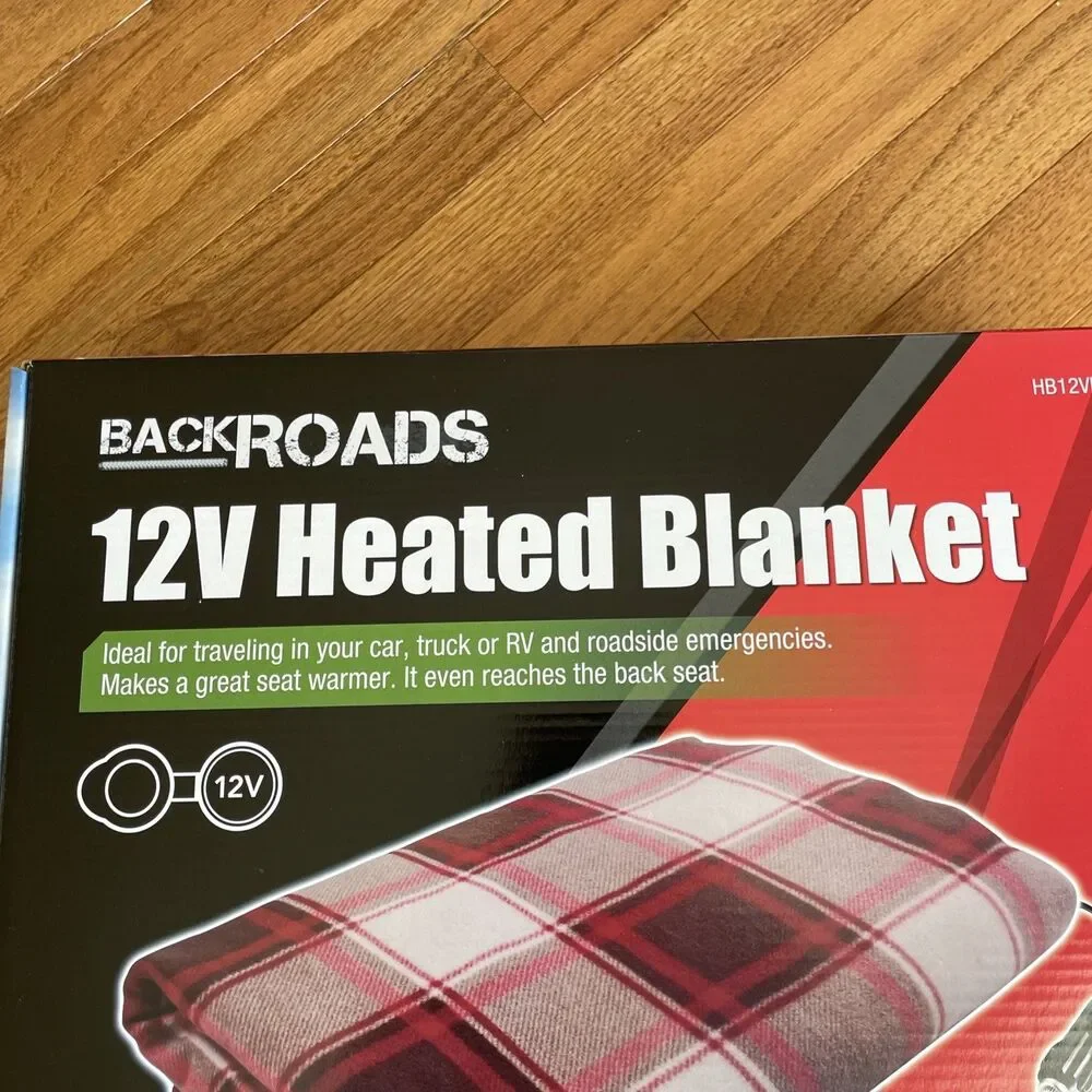 BackRoads 12V Heated Blanket Red Plaid Great For Traveling In Car, Truck, RV NIB
